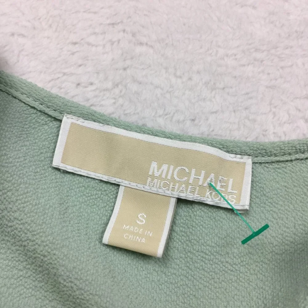 Michael Kors Peplum Blouse Top Size S Womans Green V-Neck Layered Flutter Sleeve - Picture 7 of 12